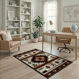 Southwestern Tribal Area Rug with Red Diamond Motif