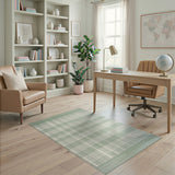 Sage Green Plaid Woven Area Rug