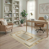 Geometric Framed Beige Area Rug