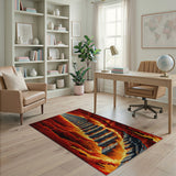 ODIKA Fiery Inferno Stairway Washable Rug - Non-Slip Low Pile Fantasy Area Rug