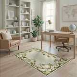 Ornate Green Ivy Vine Border Area Rug