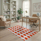 Bold Red Geometric Pattern Area Rug
