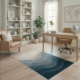 Layered Blue Mountain Abstract Area Rug