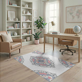 Pink Grey Mandala Traditional Persian Area Rug