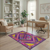 Vibrant Purple Geometric Diamond Rug