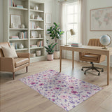 Vintage Pink Peony Floral Pink Area Rug