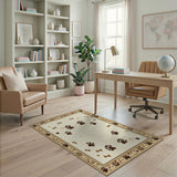 Brown Paw Prints Dog Bones Area Rug