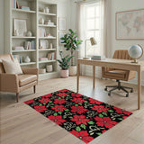 Red Red Poinsettia Floral Area Rug