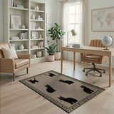 Black Cat Silhouette Persian Area Rug