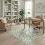 Green Green Vine Trellis Floral Area Rug