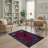 Gothic Bat Rose Red Area Rug