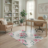 Blush Pink Floral Swirl Area Rug