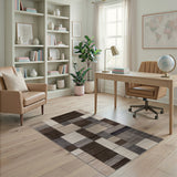 Geometric Modern Beige and Neutral Neutral Geometric Patchwork Area Rug