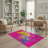 Vivid Pink Multi-Color Geometric Dots Area Rug