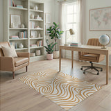 Wavy Beige Abstract Abstract Area Area Rug