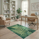 Vintage Fern Silhouette Green Area Rug