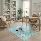 Adorable Cartoon Dalmatian Puppy with Clouds Rug