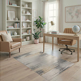 Distressed Grey Diagonal Stripe Area Rug