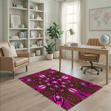 Swirling Pink Abstract Floral Area Rug