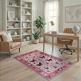 Floral Vintage Pink Vintage Pink Butterfly Floral Area Rug
