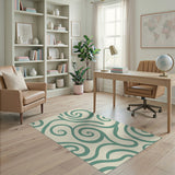 Blue and Teal Swirl Teal Swirl Abstract Area Rug
