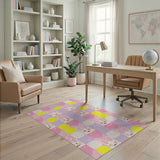Cute Bunny Grid Kids Area Rug
