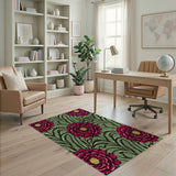 Pink Peony Gold Center Floral Vintage Rug