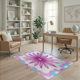 Vibrant Pink Starburst Geometric Area Rug