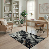 Industrial Factory Smoke Black White Area Rug