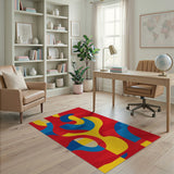 ODIKA Modern Abstract Geometric Washable Area Rug - Low Pile Non-Slip Pop Art Rug