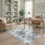 Navy Blue Snowflake Line Art Area Rug