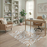 Wavy Abstract Wavy Beige Area Rug