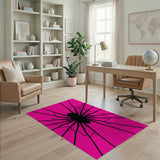Bold Black Spider Silhouette Pink Area Rug
