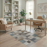 Textured Neutral Patchwork Geometric Area Rug