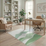 Mint Green Layered Hills Abstract Area Rug