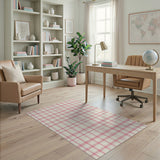 Pastel Pink Gingham Checkered Area Rug