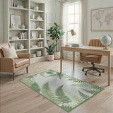 Green Lush Green Fern Leaf Area Rug