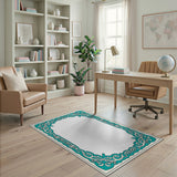 Traditional Persian Ornate Teal Persian Border Area Rug