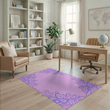 Purple Floral Swirl Border Area Rug