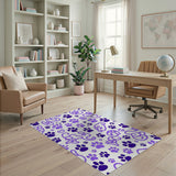Purple Paw Print Whimsical Area Rug