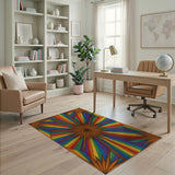 Multi-color and Patterns Radiant Multi-Color Starburst Area Rug