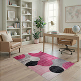 Pink Abstract Overlapping Circles Area Rug