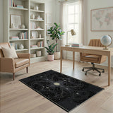 Celestial Starburst Black White Area Rug