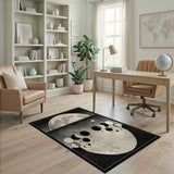 Lunar Phases Black White Area Rug