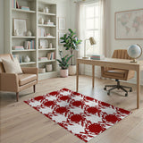 Bold Red Geometric Houndstooth Area Rug