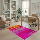 Vibrant Orange-to-Pink Batik Abstract Area Rug