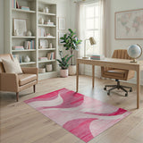 Wavy Pink Abstract Area Rug
