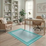 Teal Daisy Border Woven Area Rug