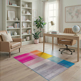 Vibrant Multi-color and Patterns Vibrant Multi-Color Geometric Stripe Area Rug