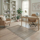 Beige Striped Woven Geometric Rug